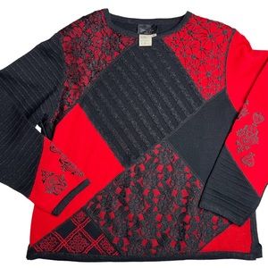 Vintage Diane Freis Patchwork Sweater Elegant 80s Grannycore Holiday NYE Party